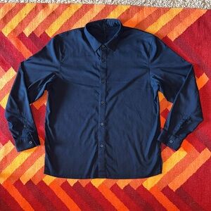 NWOT New Venture Classic-Fit Long Sleeve Shirt Shirt. Navy Blue. Size L